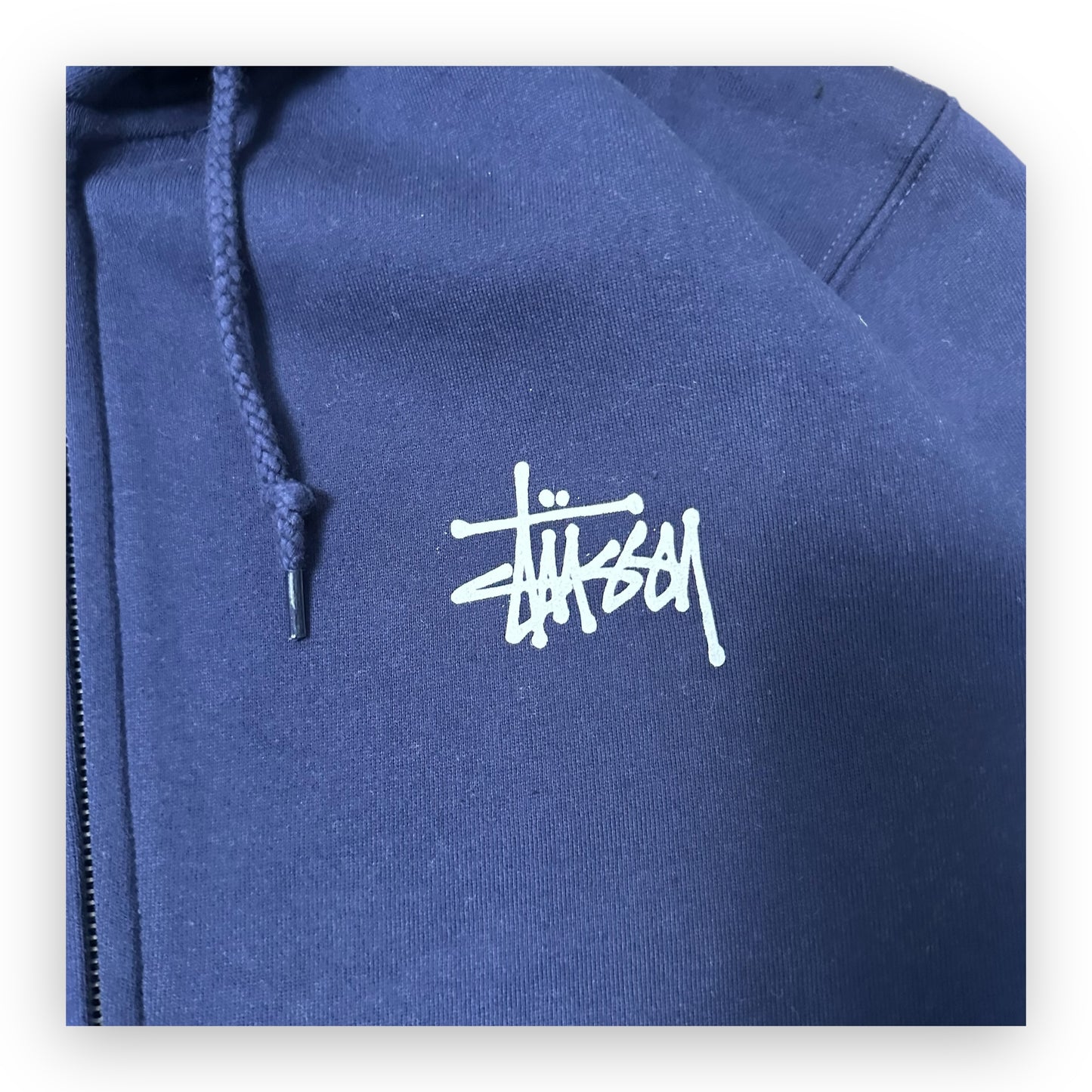 Sweatshirt Hoodie Zip Stussy Spell out Navy (XL)
