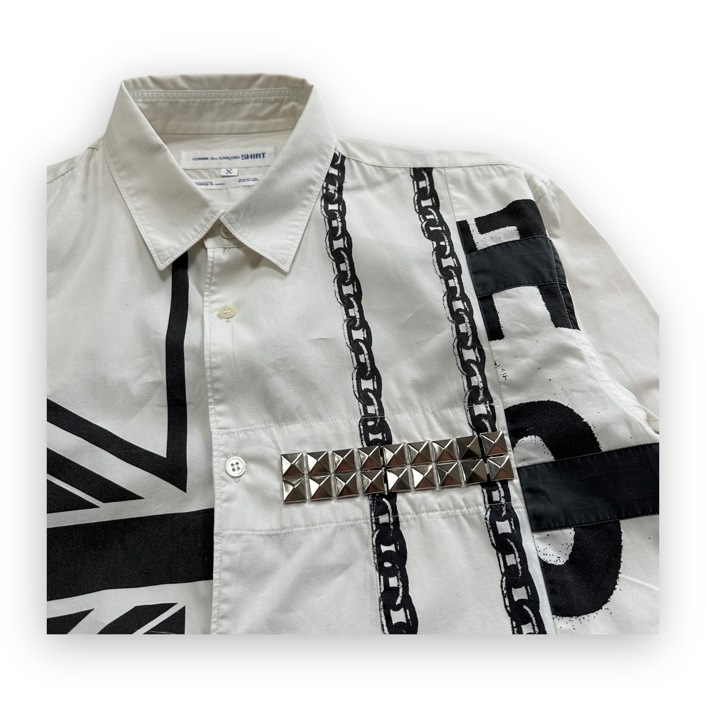 Shirt Comme des Garcons SHIRT Studded White Black Metallic vintage (XL)