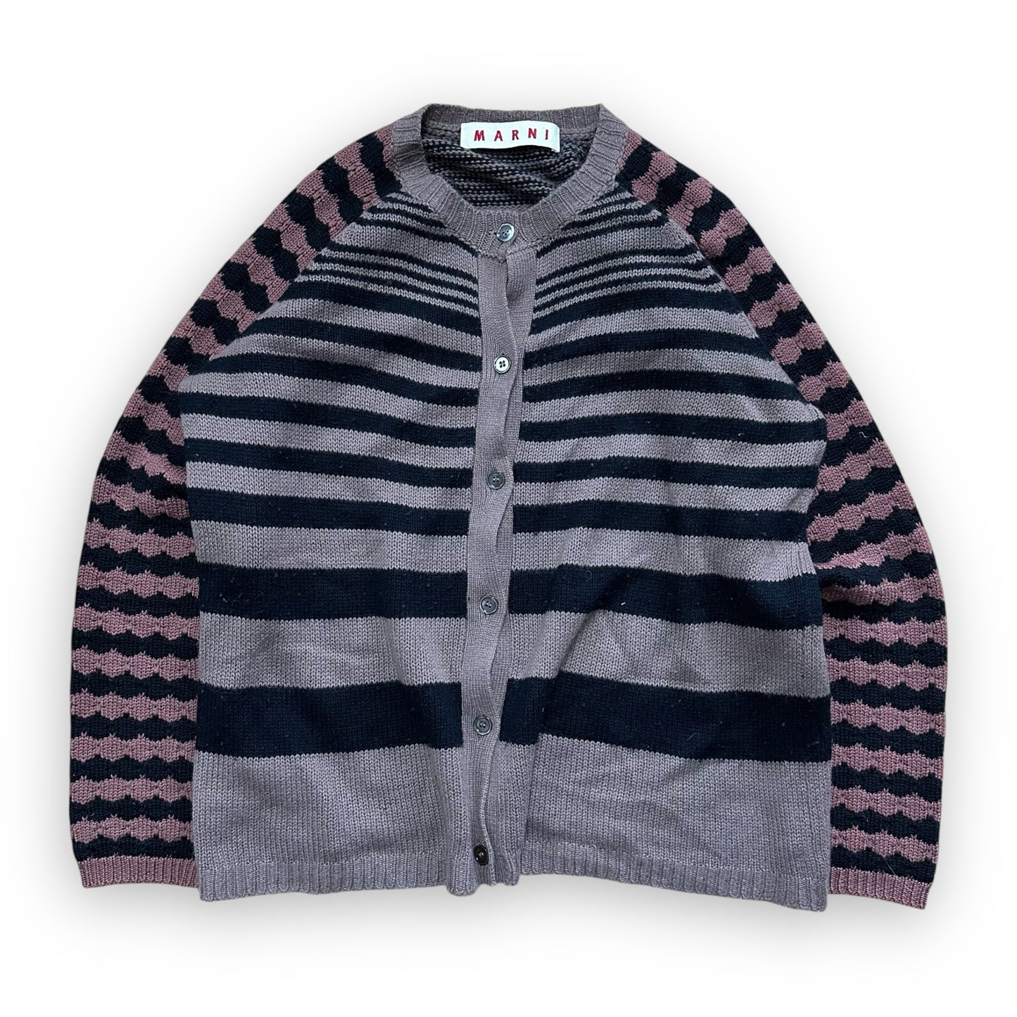 Cardigan Marni Striped Black Brown vintage (L)
