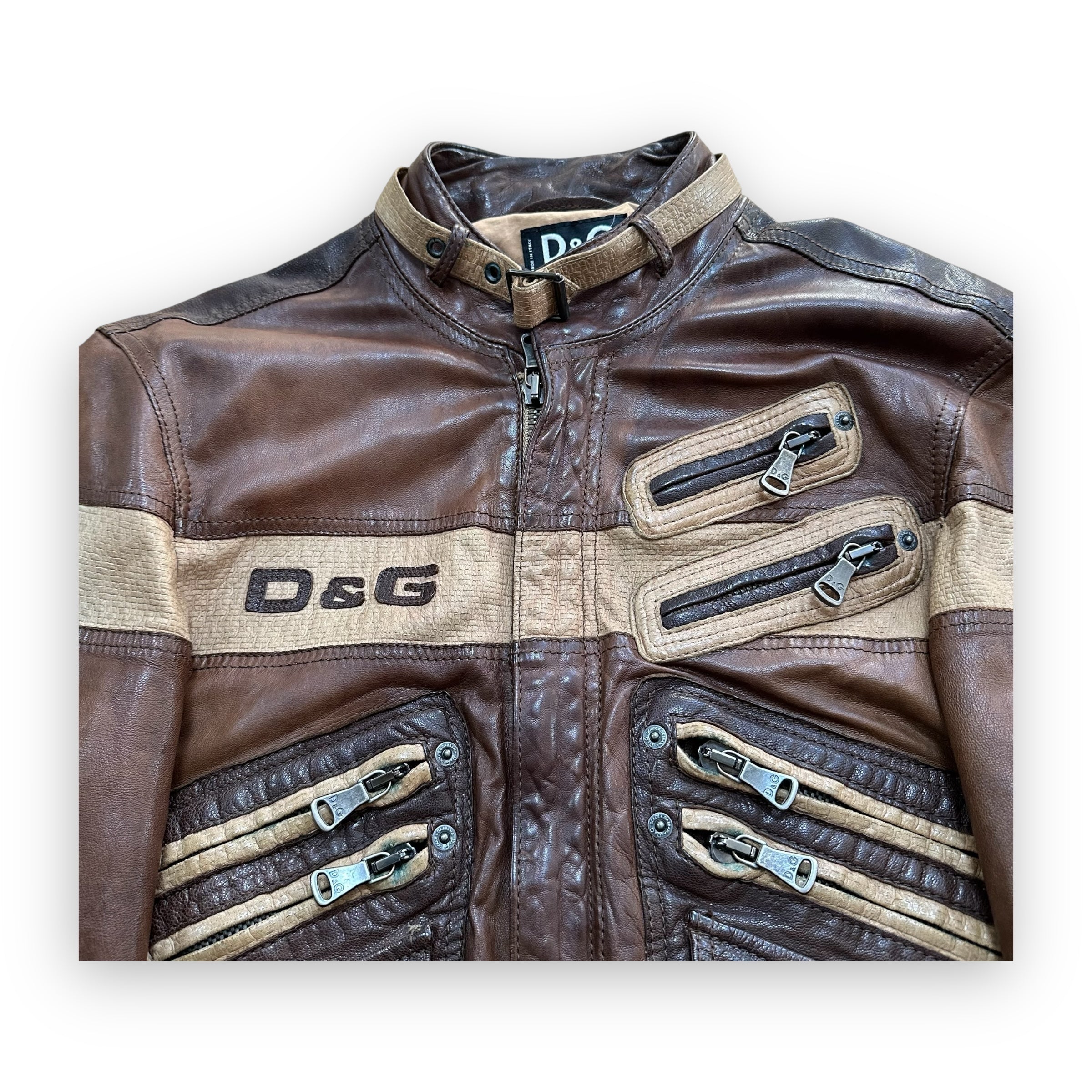 Jacket Dolce & Gabbana Leather Brown vintage