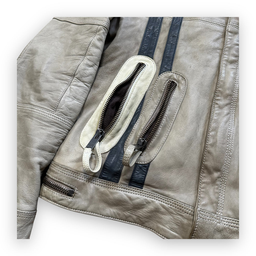 Jacket Dolce & Gabbana Leather Astro Biker Cafe Cream FW04