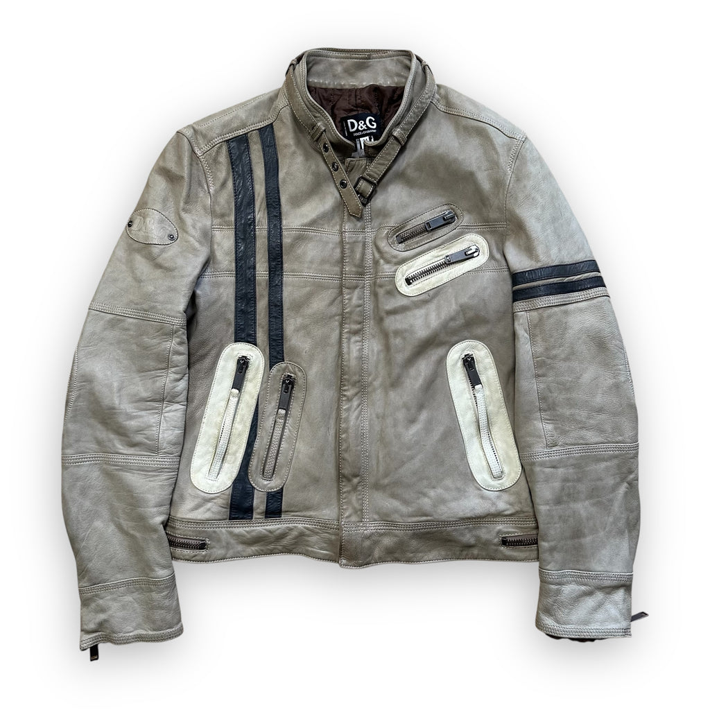 Jacket Dolce & Gabbana Leather Astro Biker Cafe Cream FW04