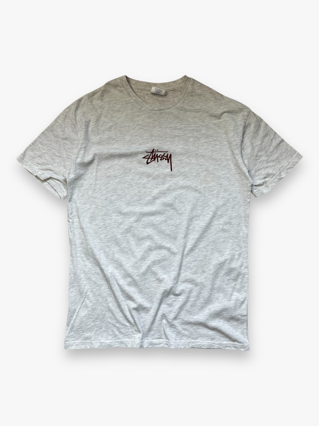 Tee Stussy Embroidered Burgundy Logo Ash Grey