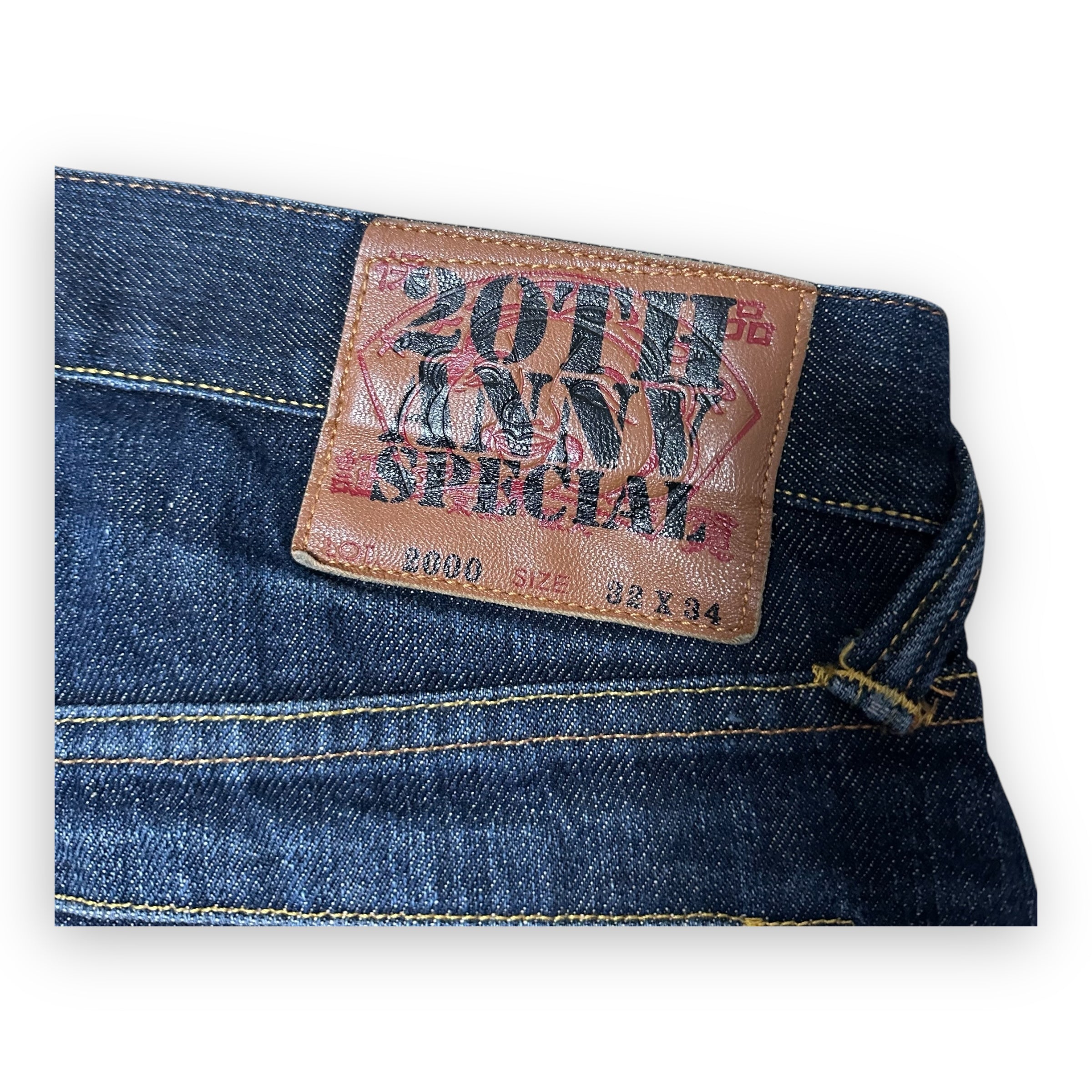 Jeans Evisu Daicock 20th anny special embroidery Lot 2000 Red