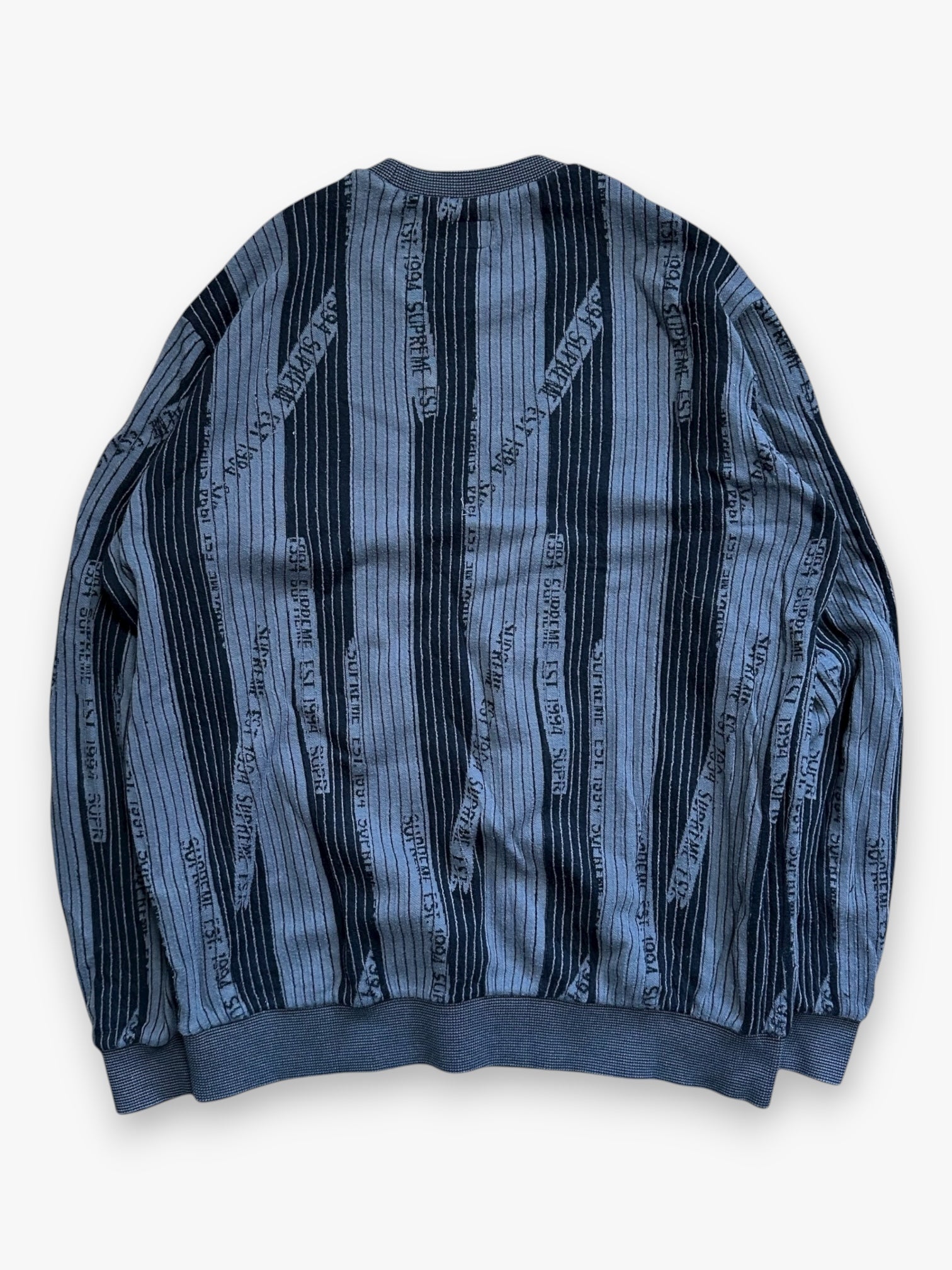 Sweatshirt Crewneck Supreme Textured Stripe Black FW20