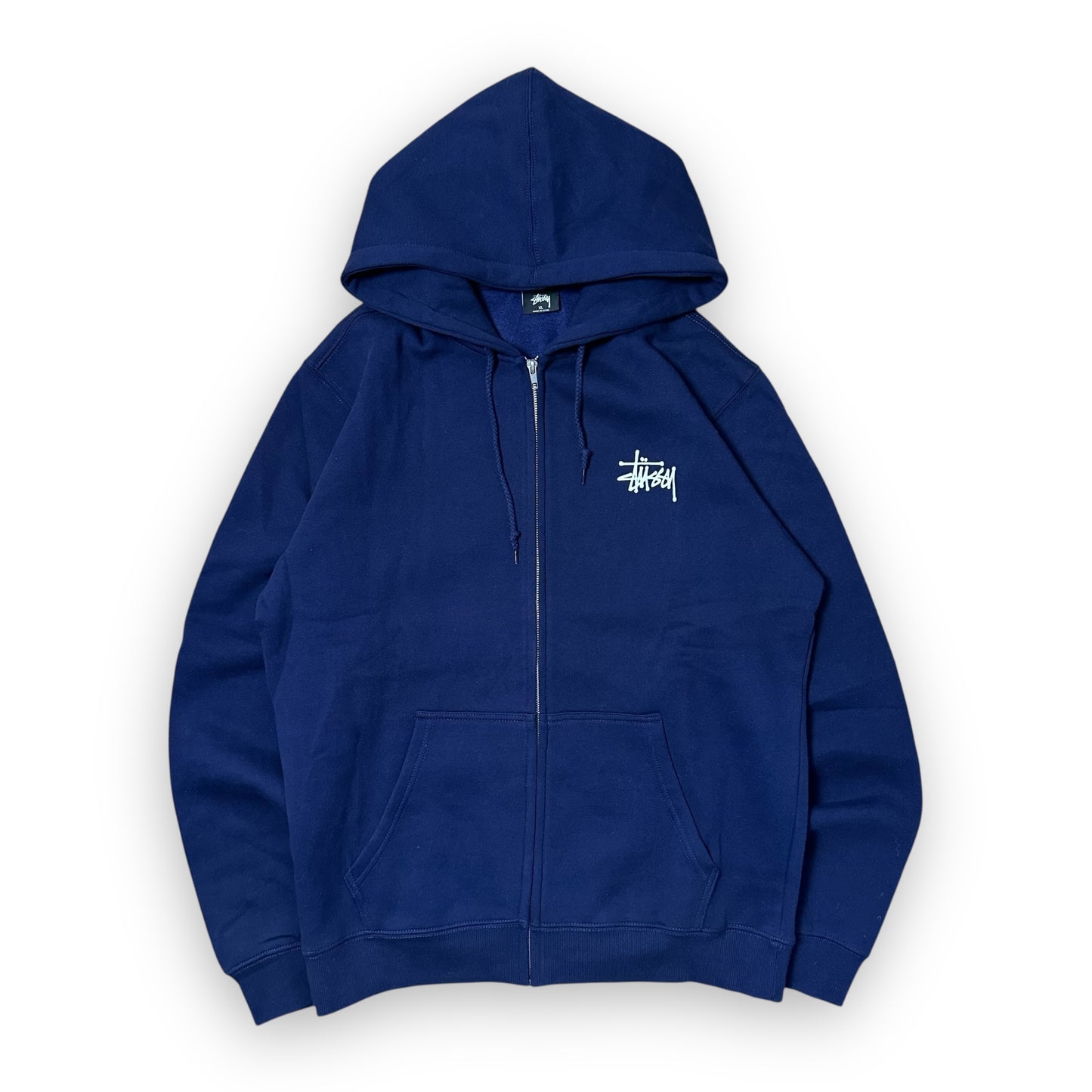 Sweatshirt Hoodie Zip Stussy Spell out Navy (XL)