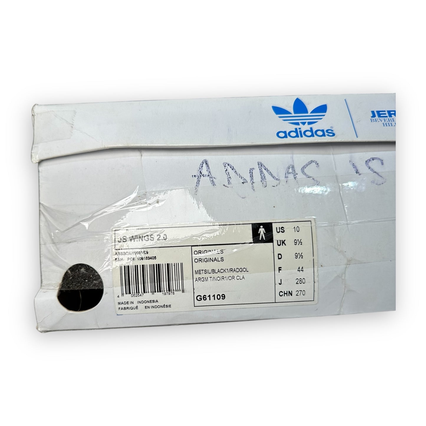 EU44 - US10 - UK9 • adidas Jeremy Scott Wings 2.0 Silver