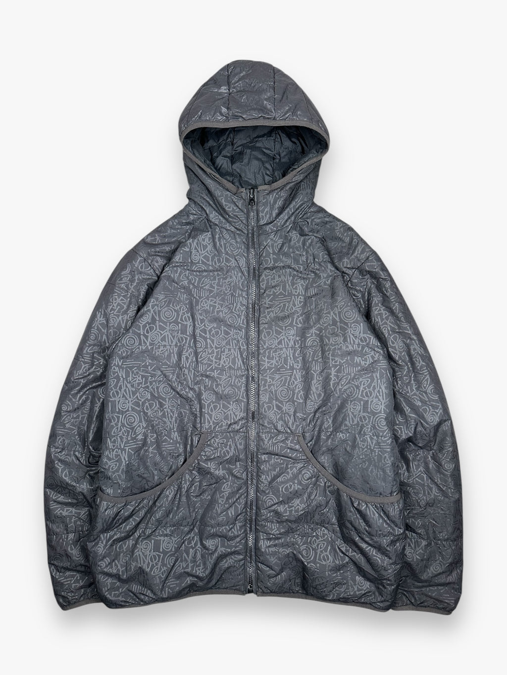 Stussy Reversible Puffer Jacket Script Black vintage