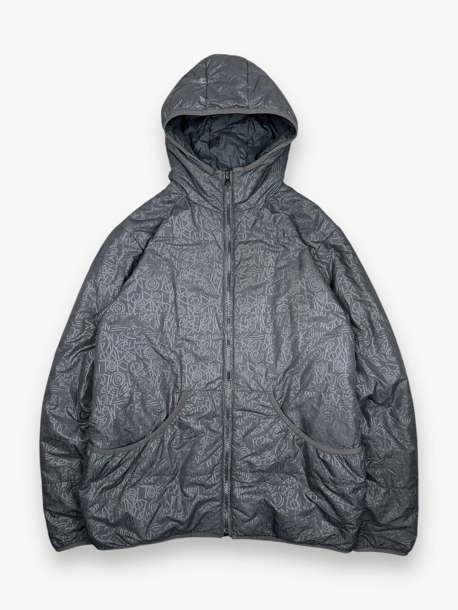 Stussy Reversible Puffer Jacket Script Black vintage