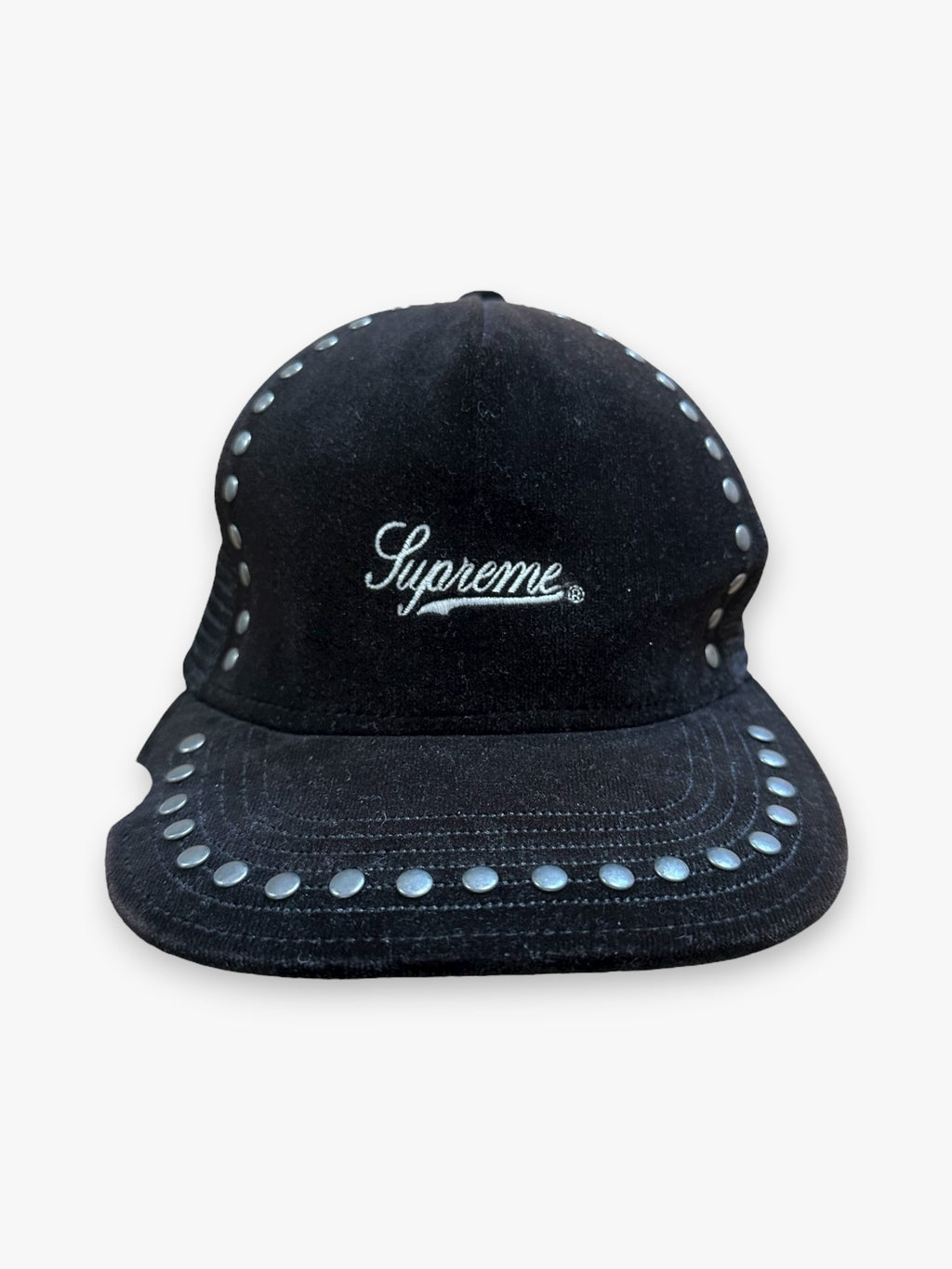 Cap Supreme Studded Velvet Mesh Back 5-Panel Black FW21