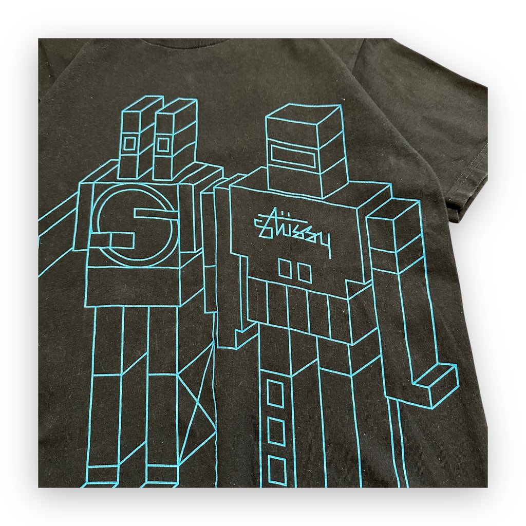 Tee Stussy Robot Black Blue vintage