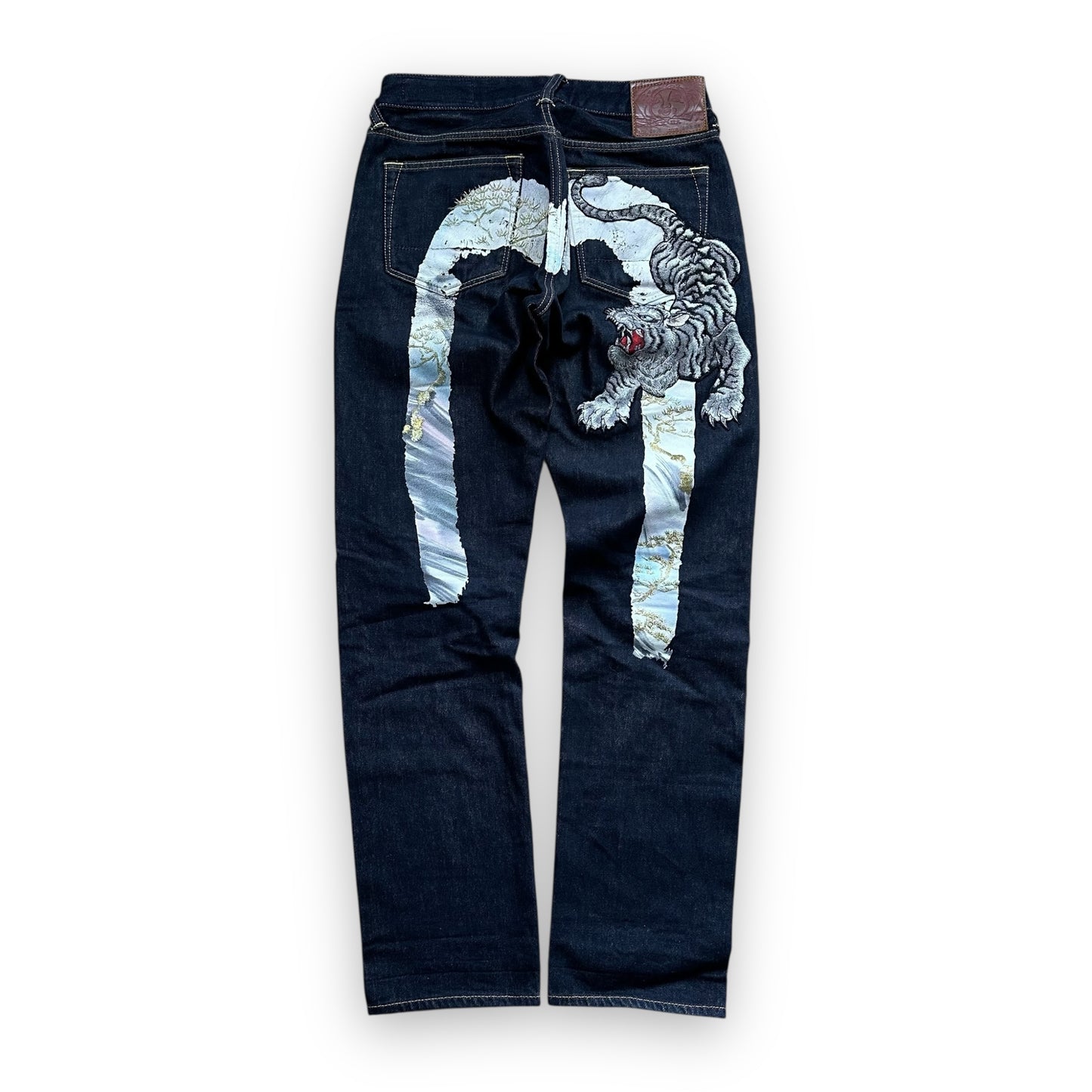 Jeans Evisu Daicock Year of Tiger Embroidery Lot 2010 White (XS)