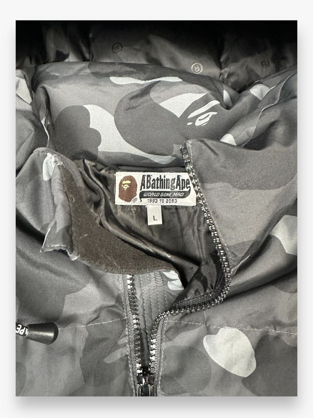 BAPE Puffer Jacket Black Camo FW22