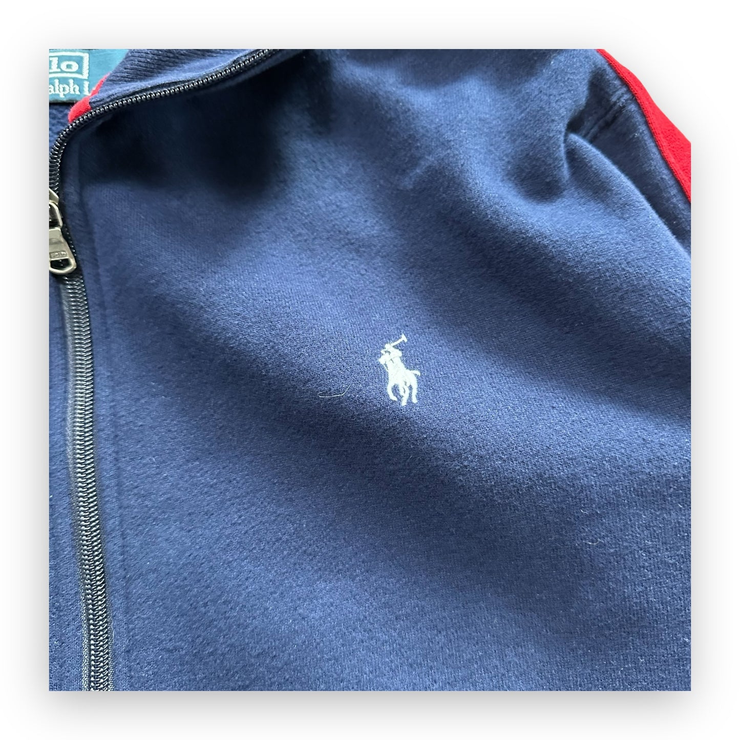 Sweatshirt Zip Ralph Lauren USA Navy Red vintage (M)
