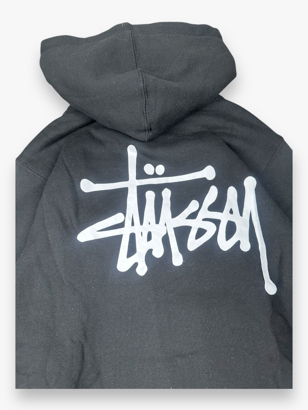 Sweatshirt Hoodie Zip Up Stussy Spell Out Black