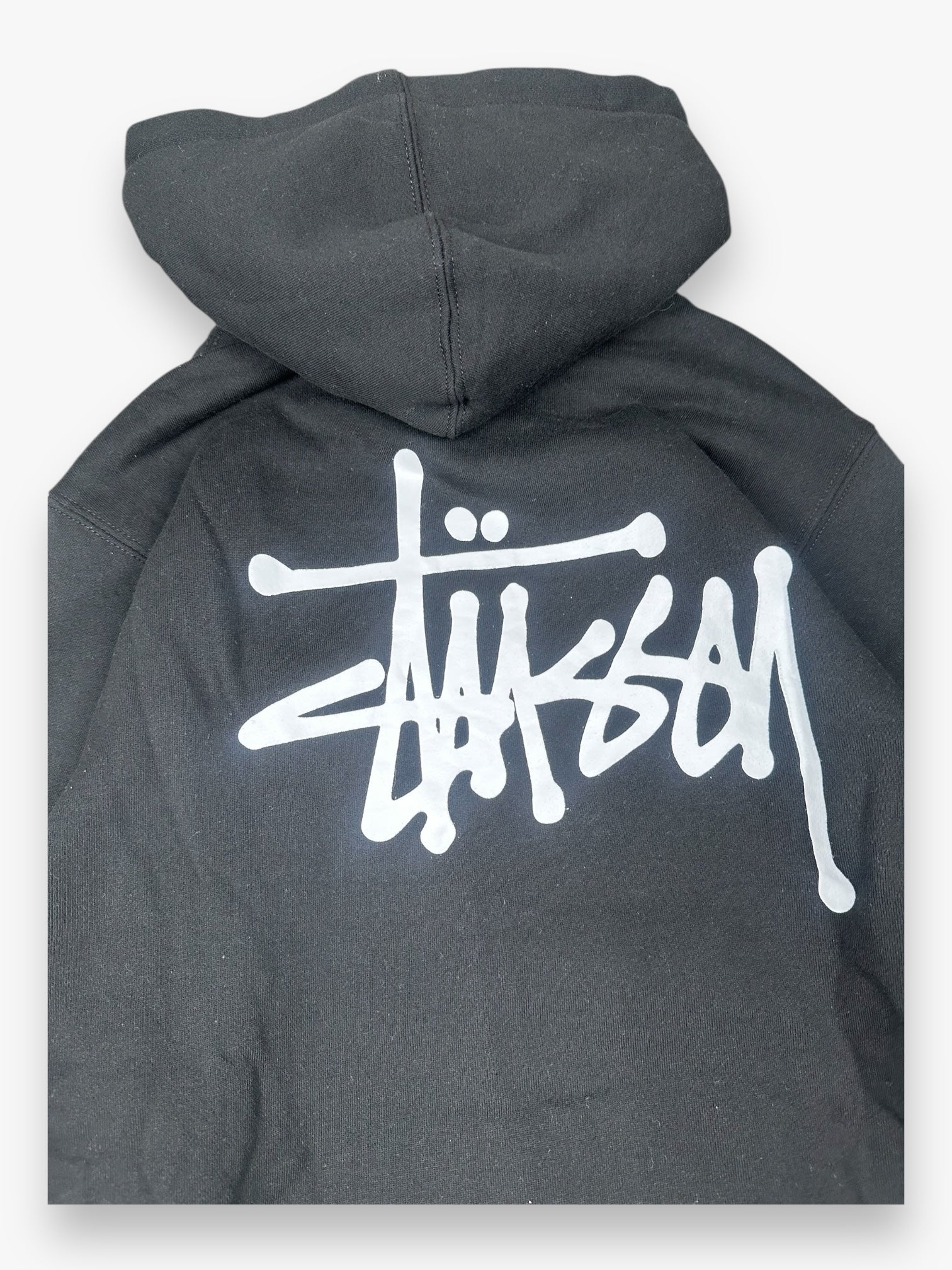 Sweatshirt Hoodie Zip Up Stussy Spell Out Black