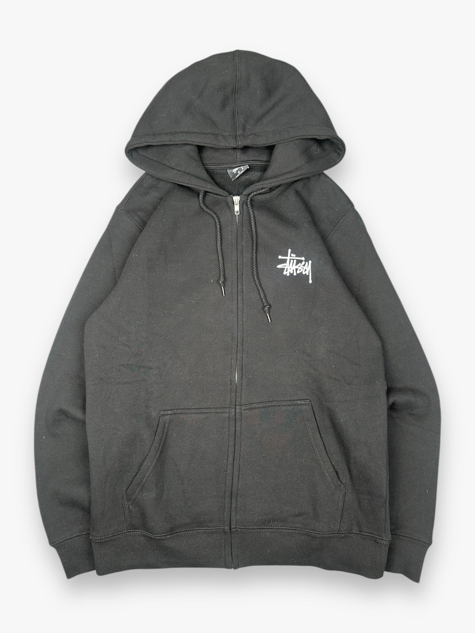 Sweatshirt Hoodie Zip Up Stussy Spell Out Black