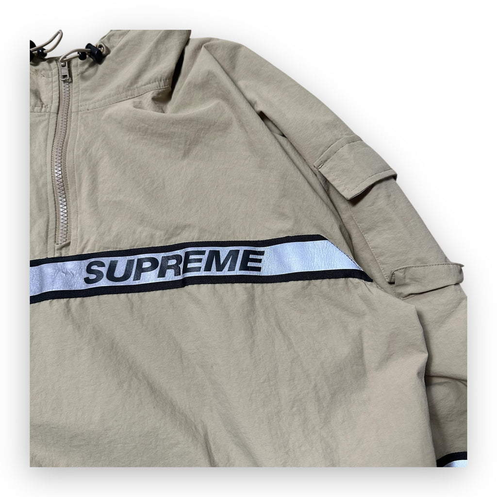 Jacket Supreme Reflective Taping Hooded Pullover Tan SS18