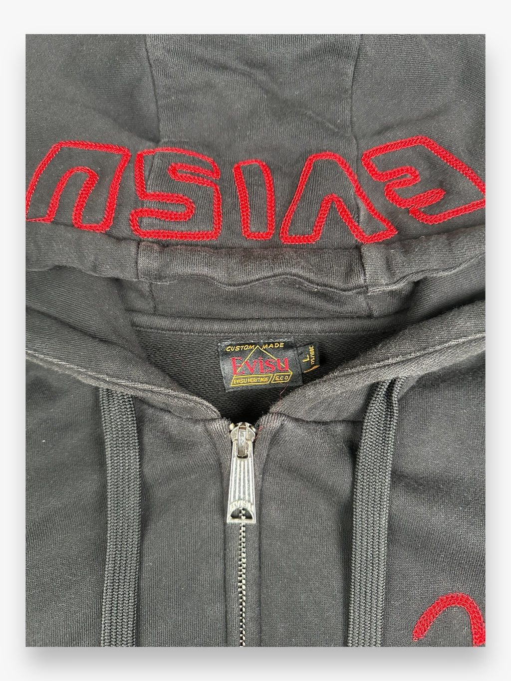 Evisu Zip Up Hoodie Black Red