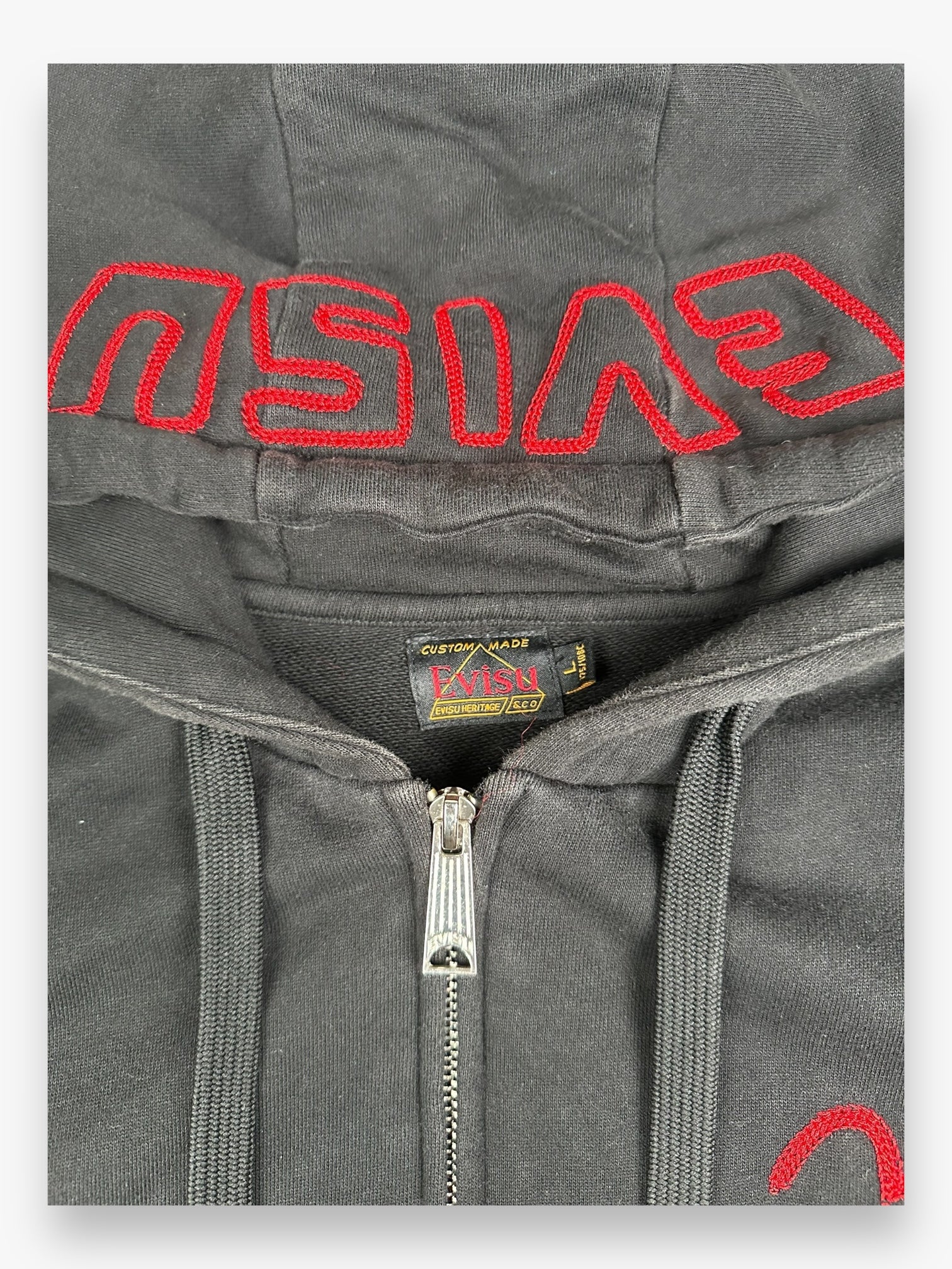 Evisu Zip Up Hoodie Black Red