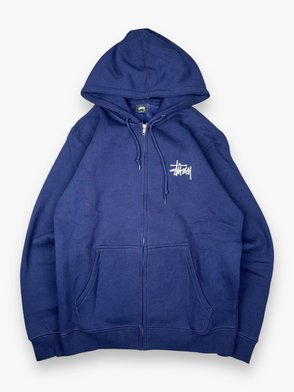 Sweatshirt Hoodie Zip Up Stussy Spell Out Navy