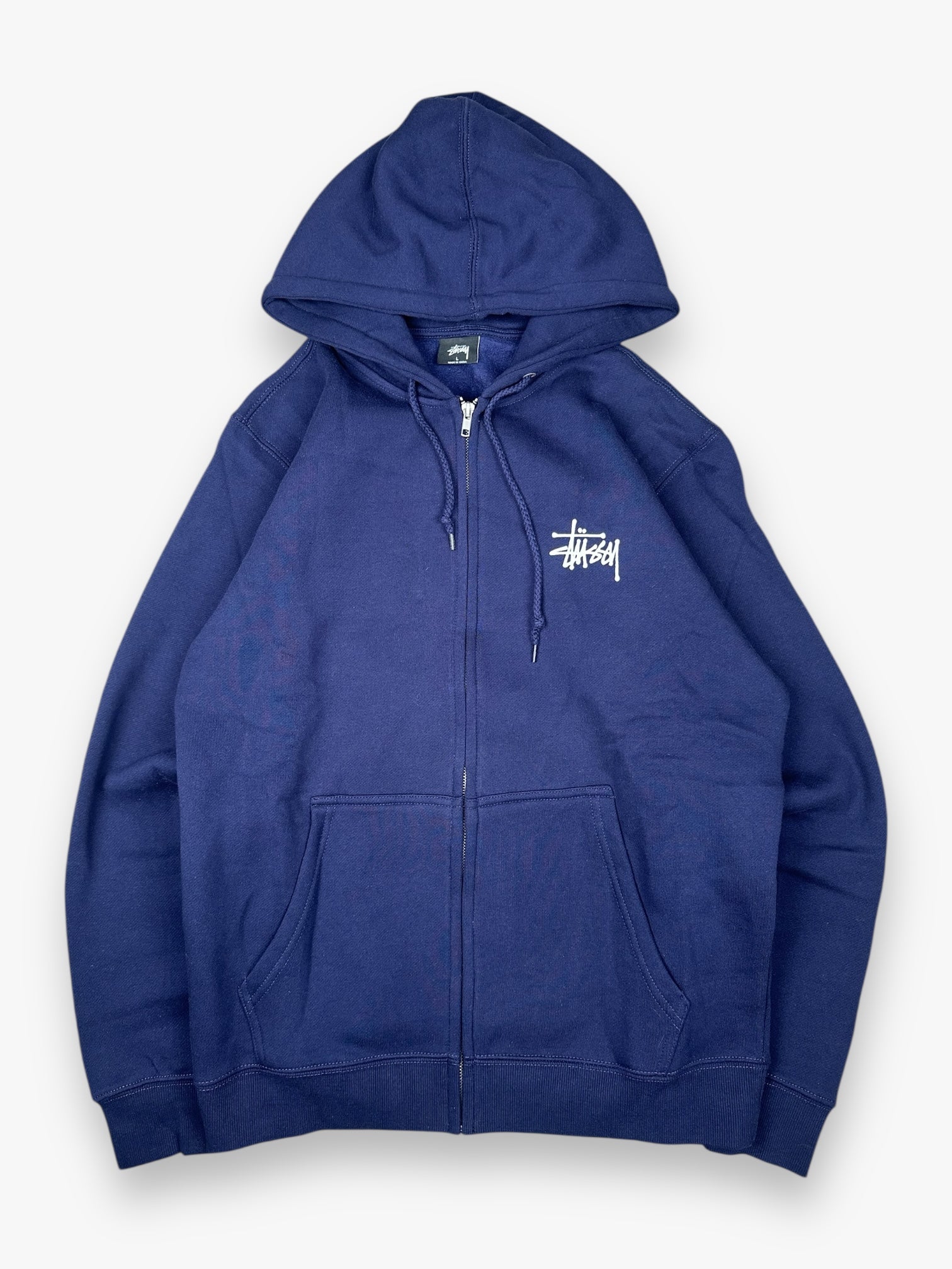 Sweatshirt Hoodie Zip Up Stussy Spell Out Navy