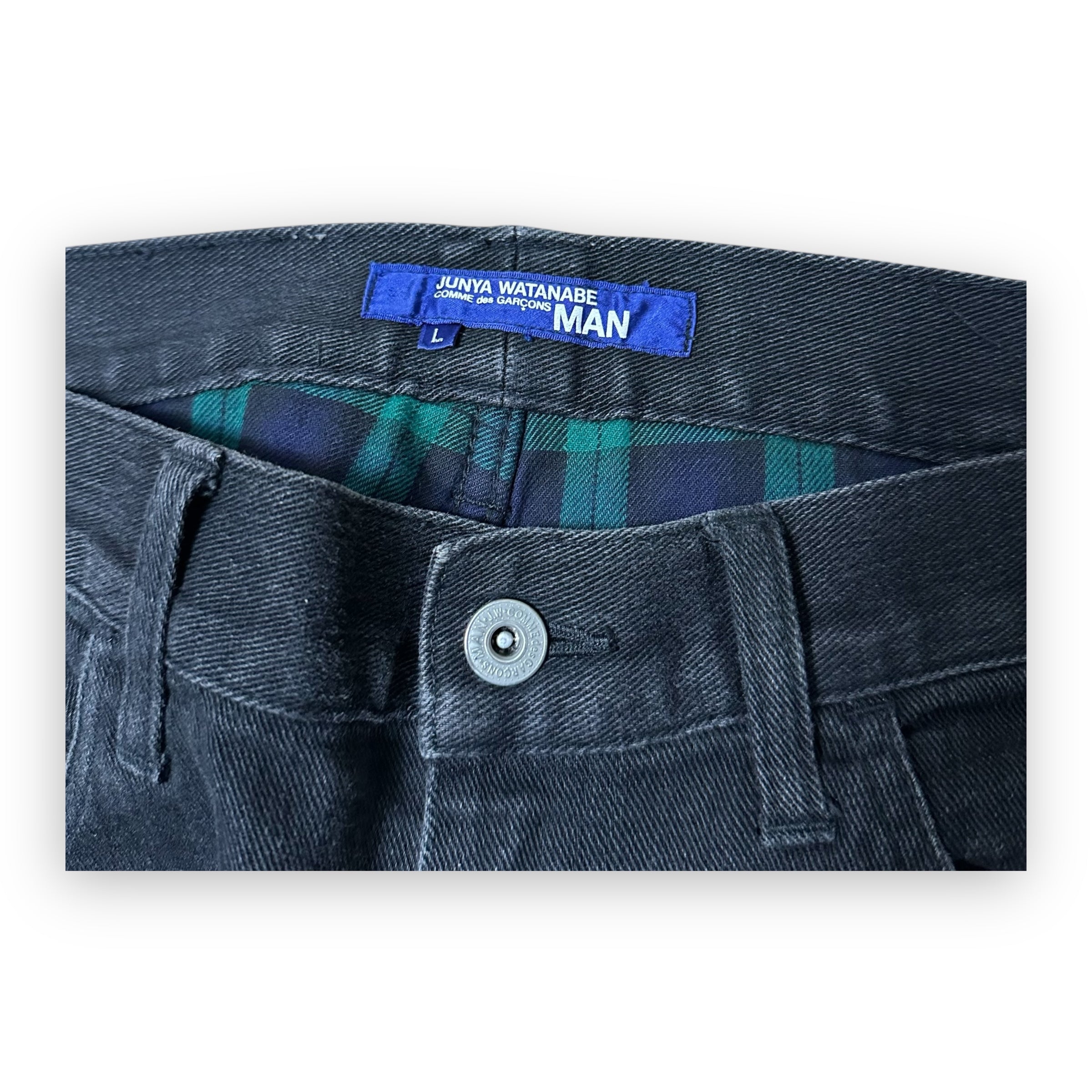 Jeans Junya Watanabe Comme des Garcons Black Wool Blue Tartan AW14