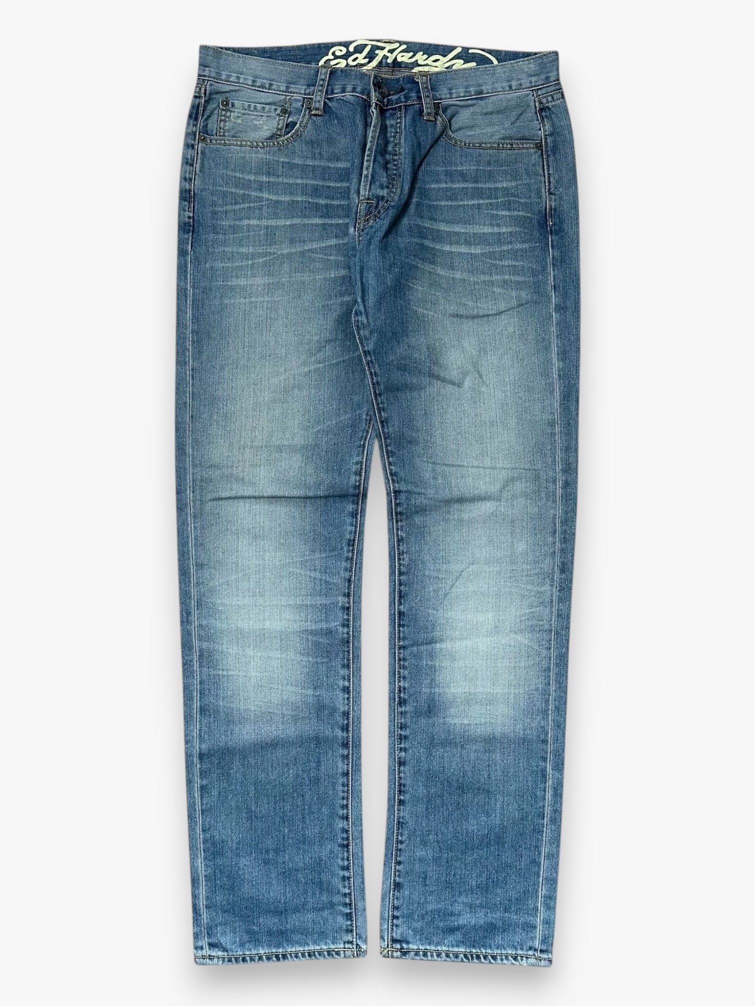 Jeans Ed Hardy Skull Yellow Embroidery