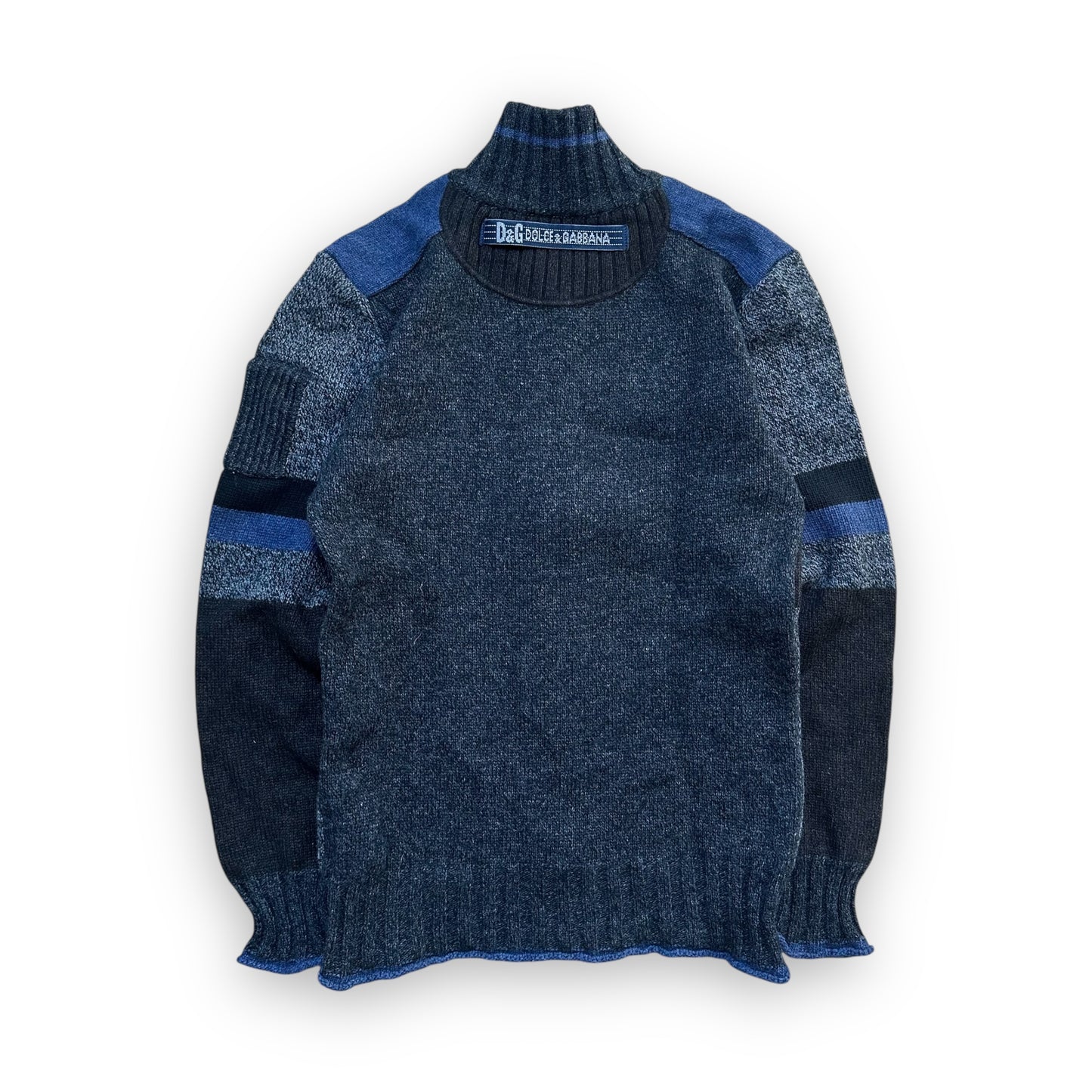 Sweater Dolce & Gabbana Pattern Black Grey Blue vintage (M)