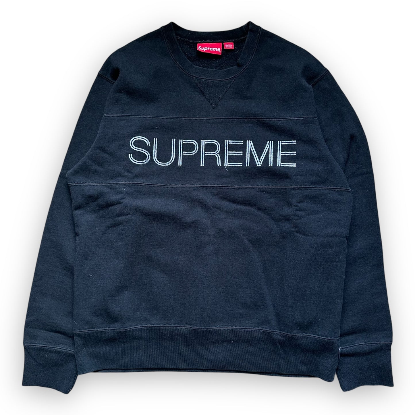 Sweatshirt Crewneck Supreme Zig Zag Stitch Panel Black FW17 (M)