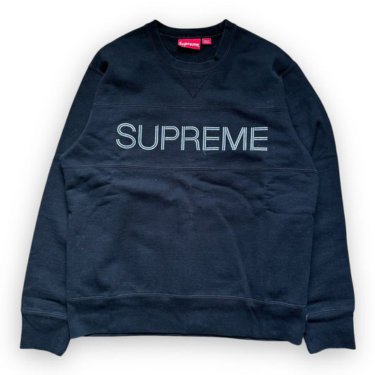 Sweatshirt Crewneck Supreme Zig Zag Stitch Panel Black FW17 (M)