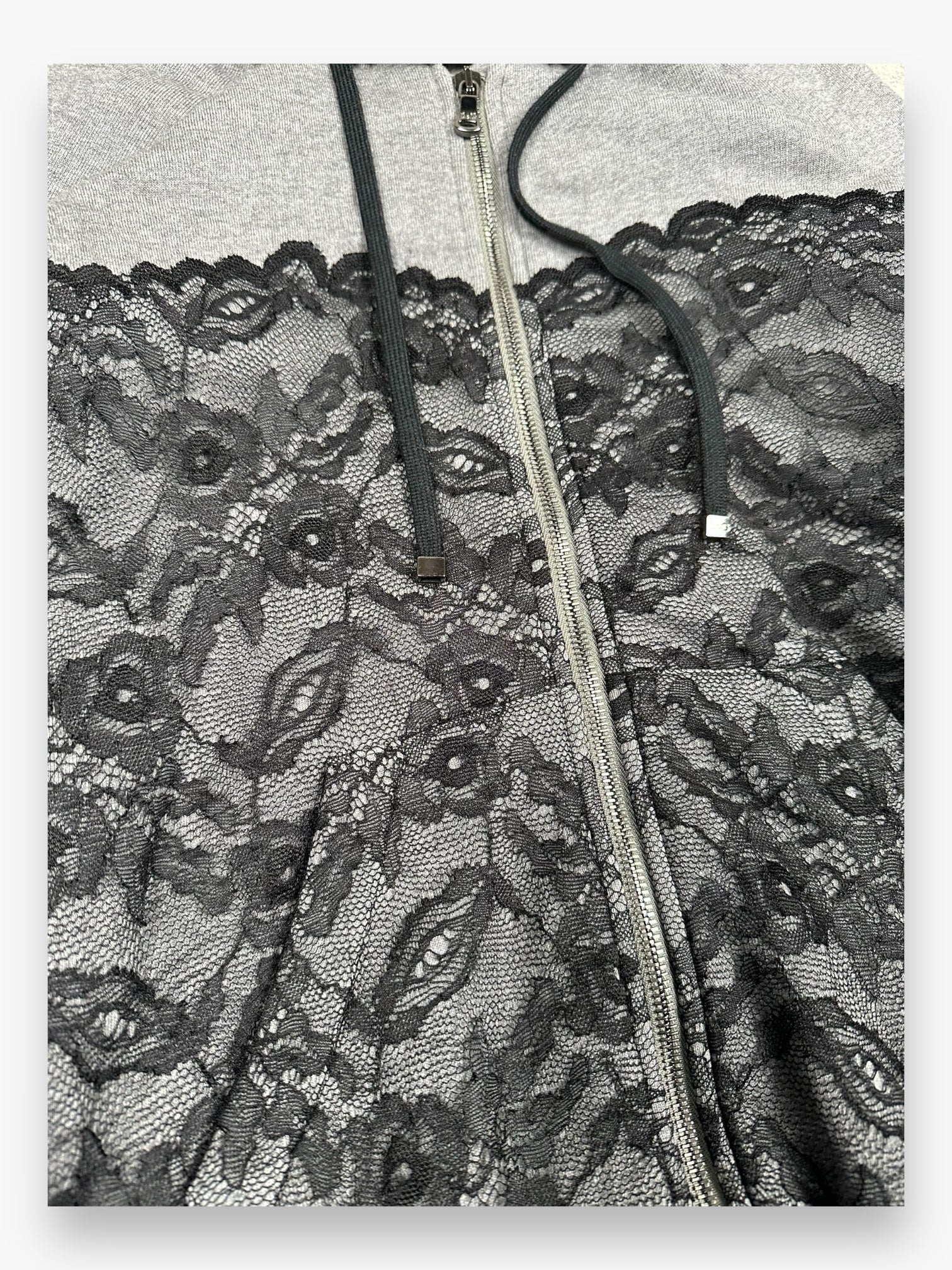 Sweatshirt Hoodie Zip Up Dolce & Gabbana Lace Grey