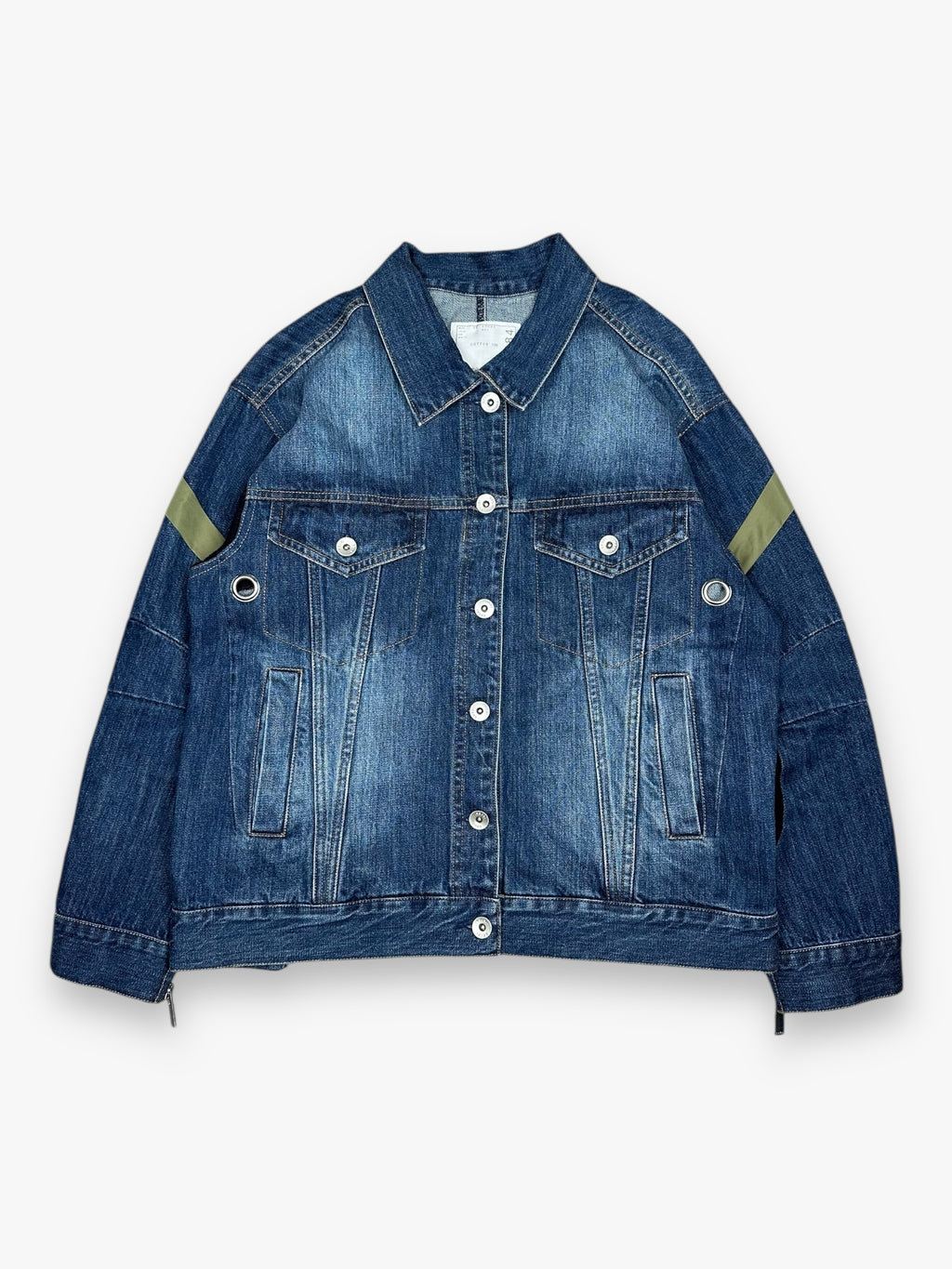Sacai Denim Jacket Destroy Olive Blue
