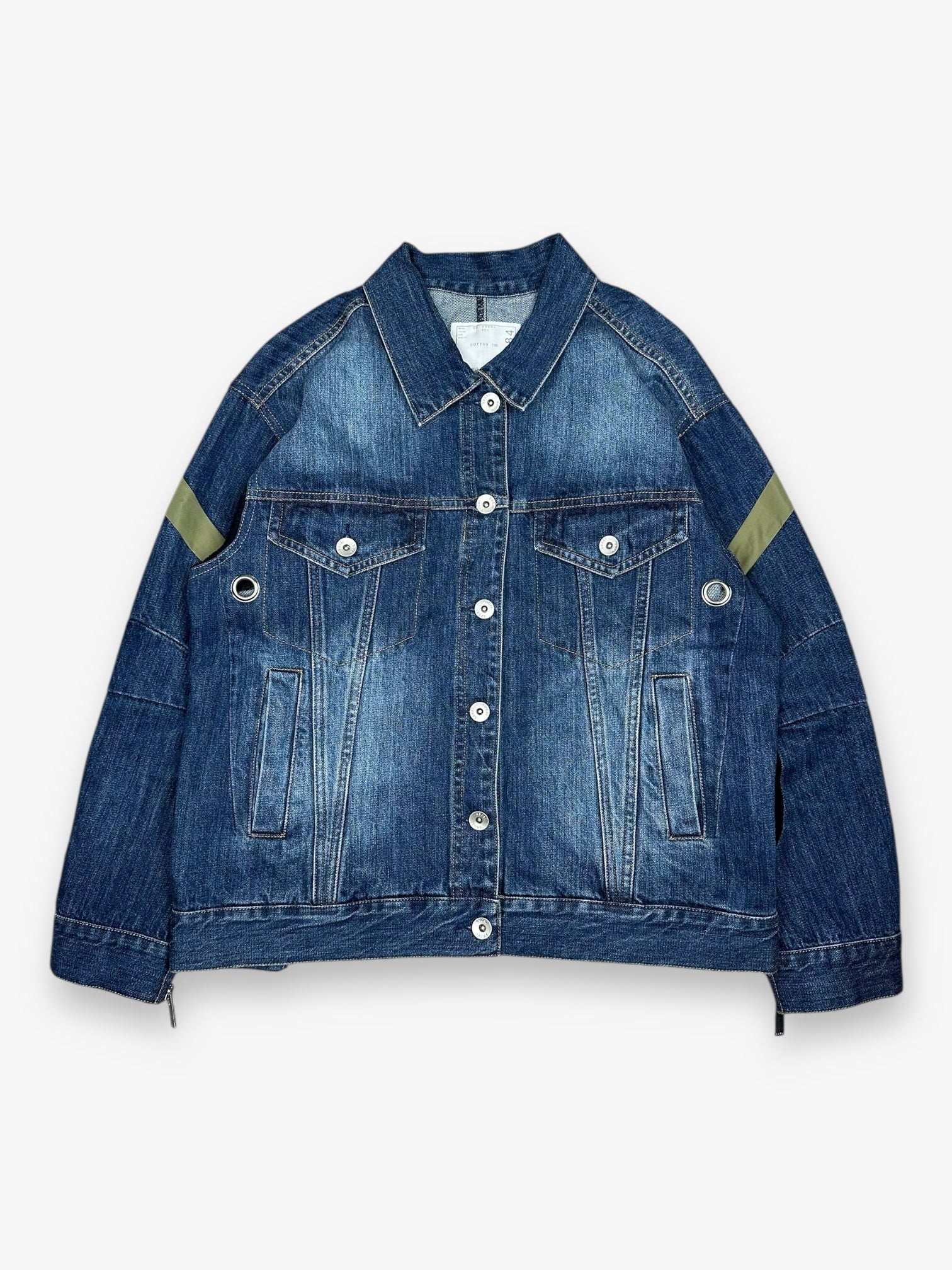 Sacai Denim Jacket Destroy Olive Blue
