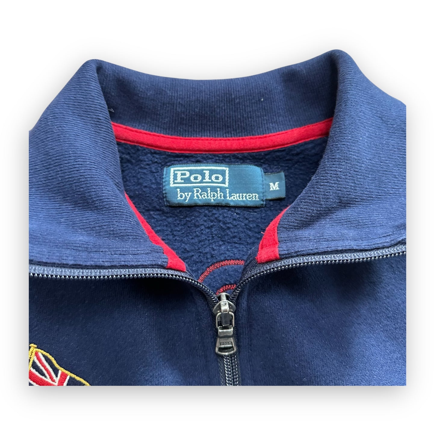 Sweatshirt Zip Ralph Lauren USA Navy Red vintage (M)