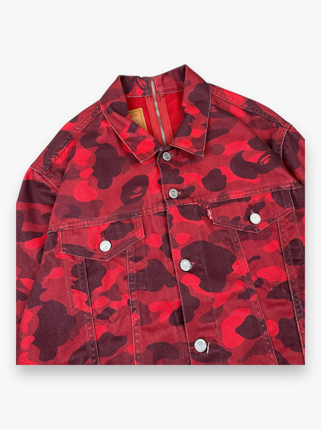 BAPE Levi’s Zip Denim Jacket Red Camo SS21