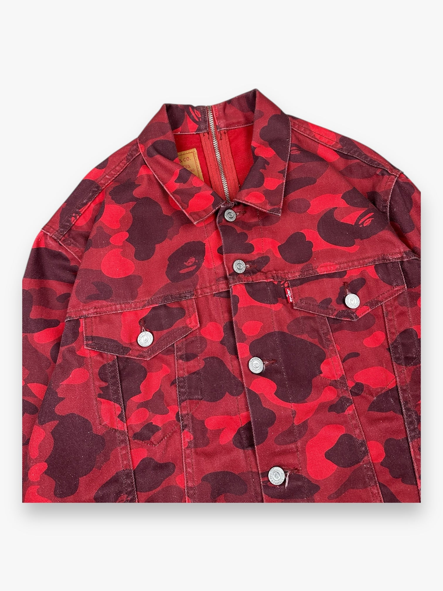 BAPE Levi’s Zip Denim Jacket Red Camo SS21