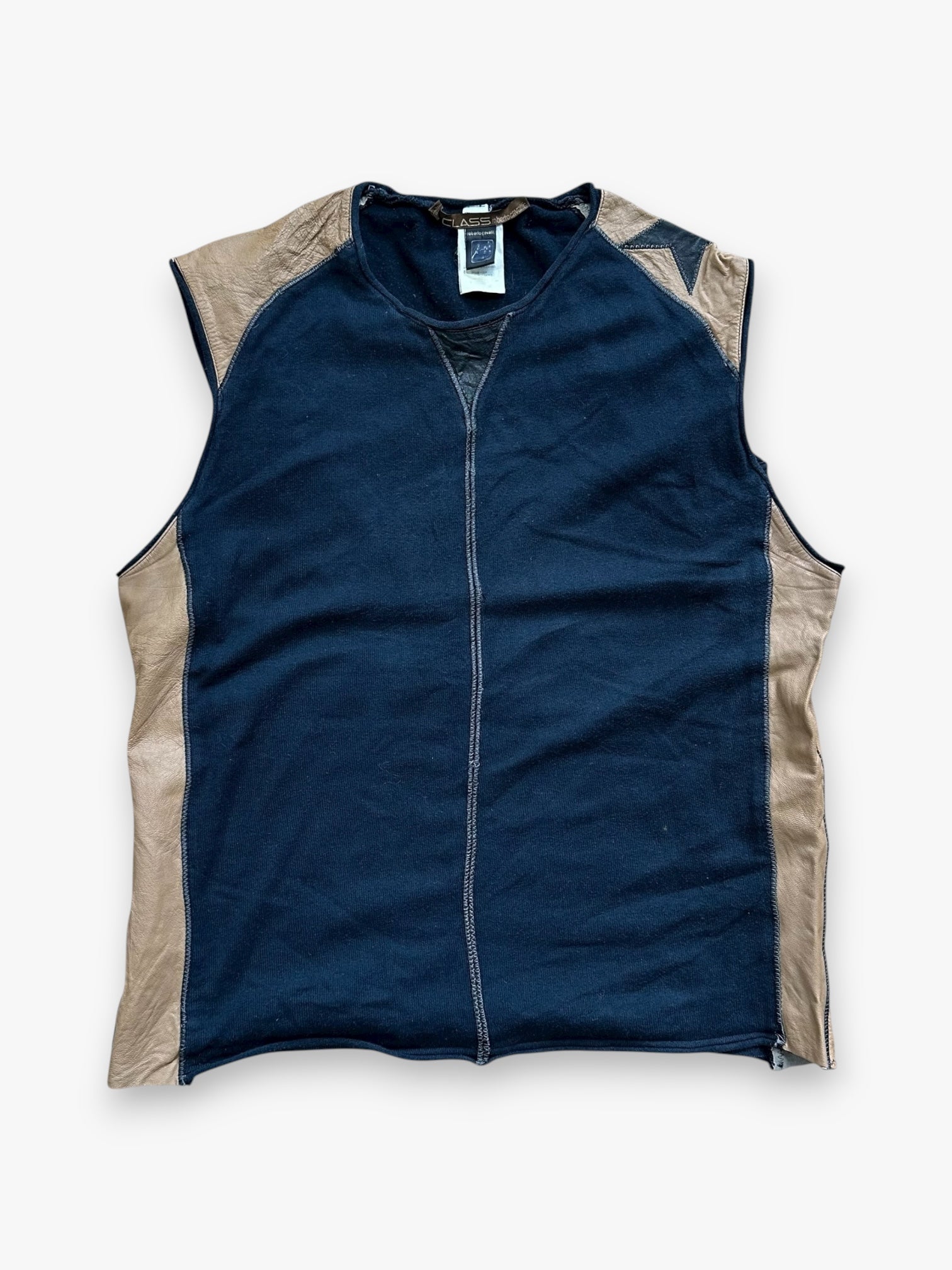 Jacket Roberto Cavalli Black Brown Leather vintage + Vest