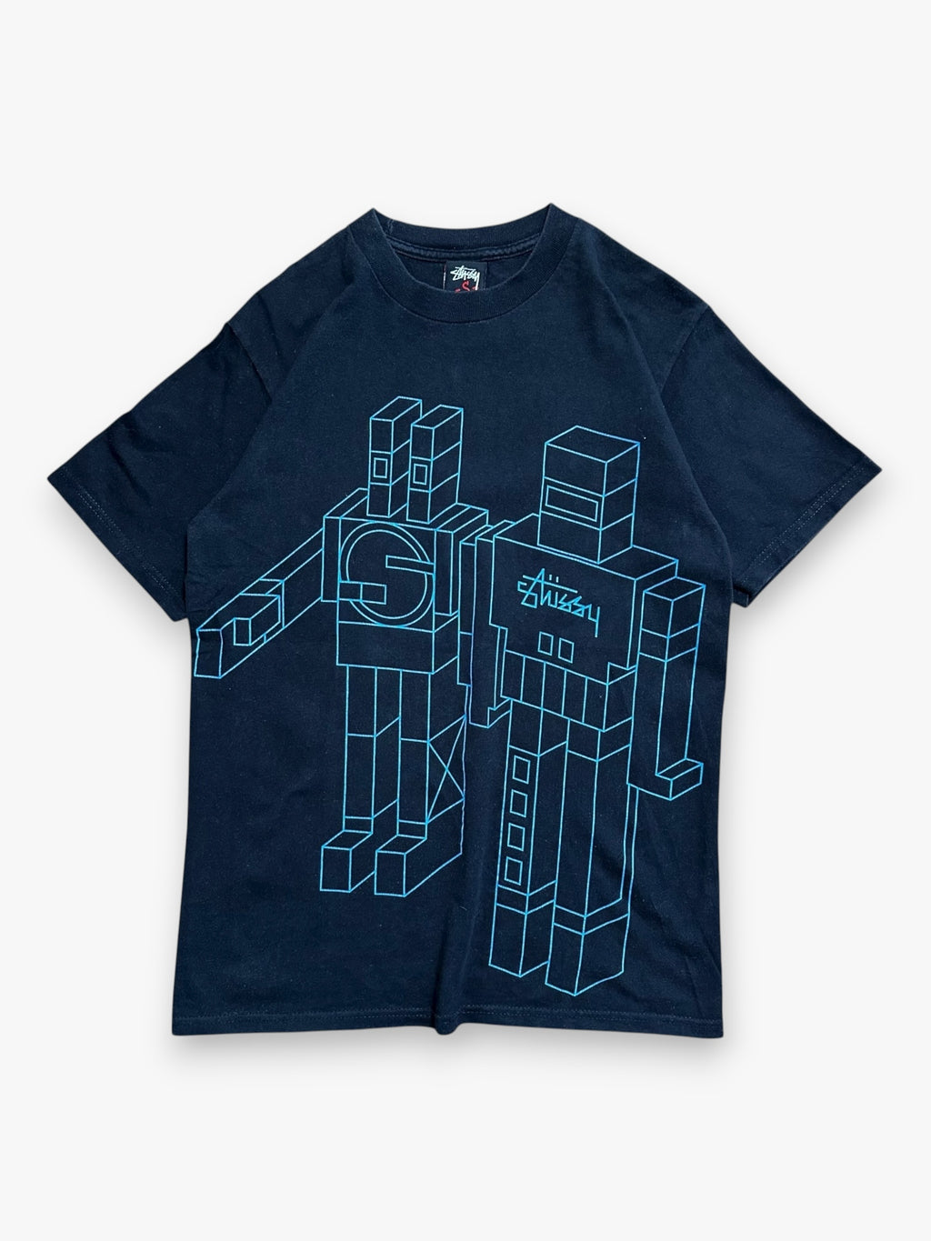 Tee Stussy Robot Black Blue vintage