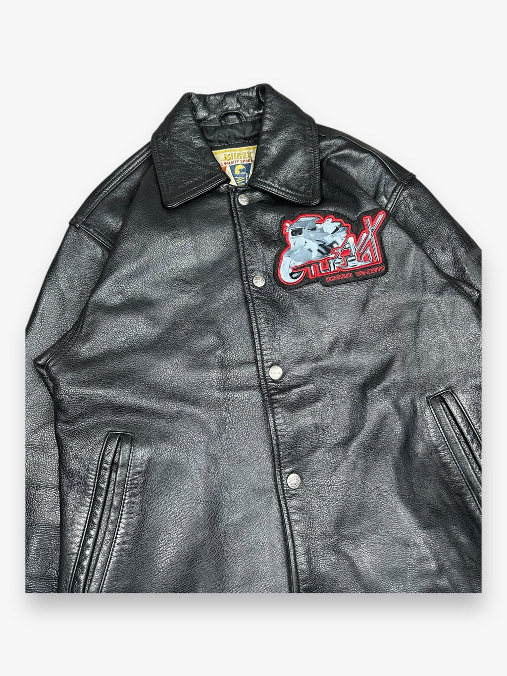 Leather Jacket Avirex « Maximum Velocity » Black Red 90s