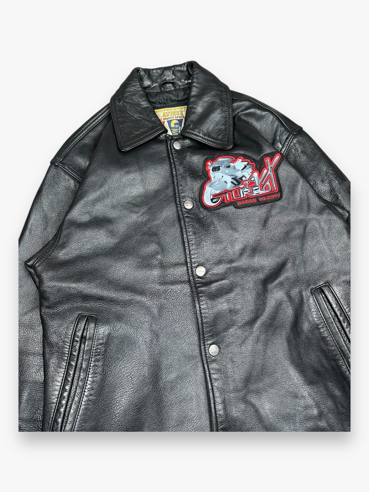 Leather Jacket Avirex « Maximum Velocity » Black Red 90s
