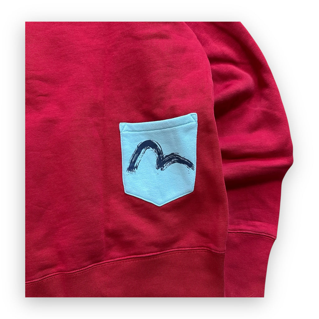 Sweatshirt Hoodie Zip Evisu Multi Pocket Red