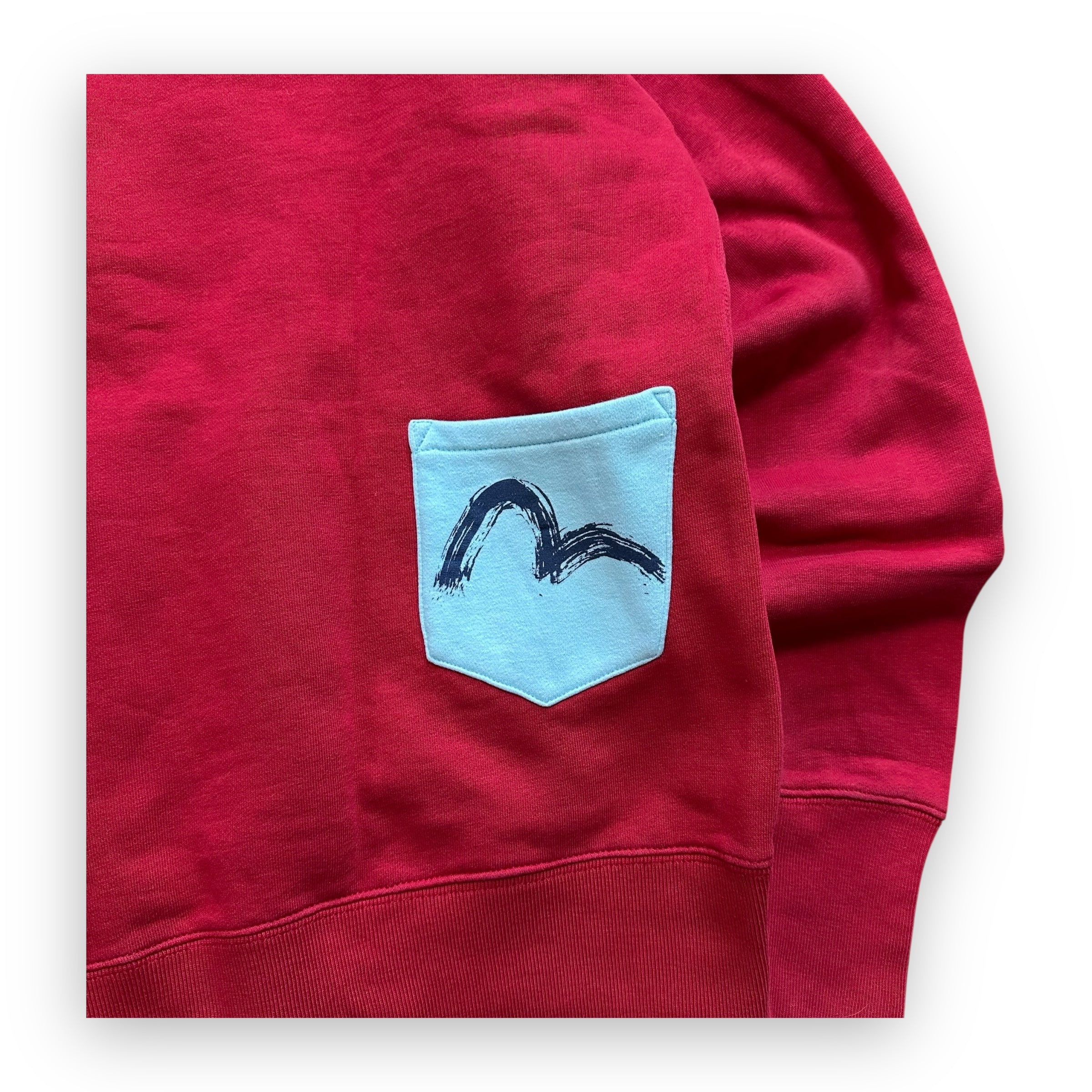 Sweatshirt Hoodie Zip Evisu Multi Pocket Red