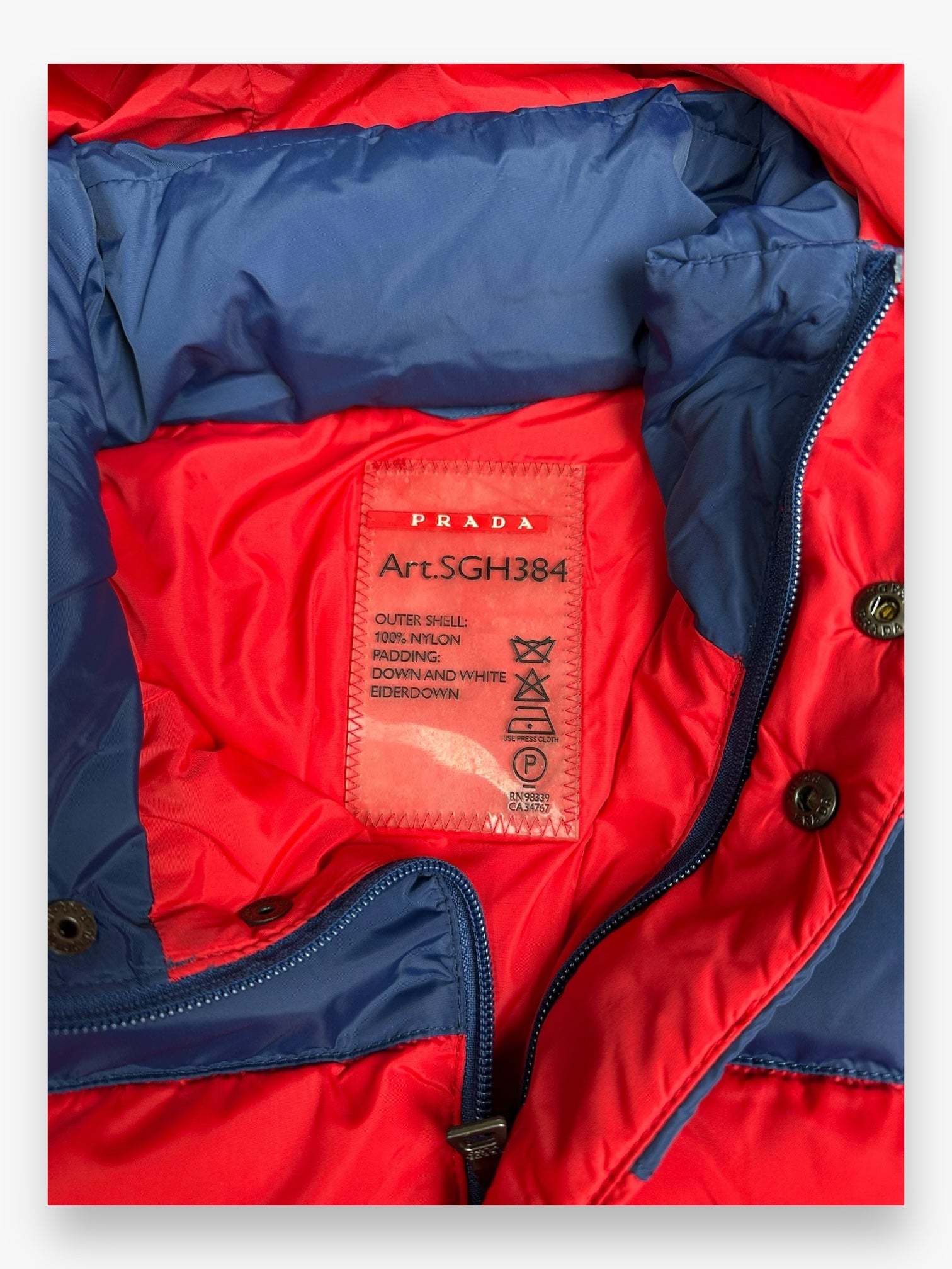 Prada Puffer Jacket Navy Red FW11