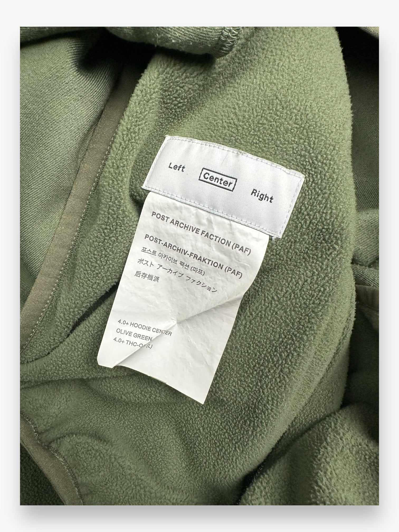 Post Archive Faction Fleece Hoodie 4.0+ Center Olive Green