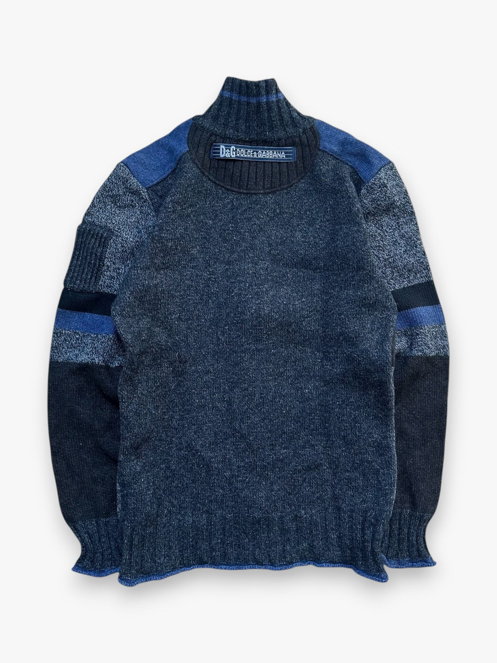 Sweater Dolce & Gabbana Pattern Black Grey Blue vintage