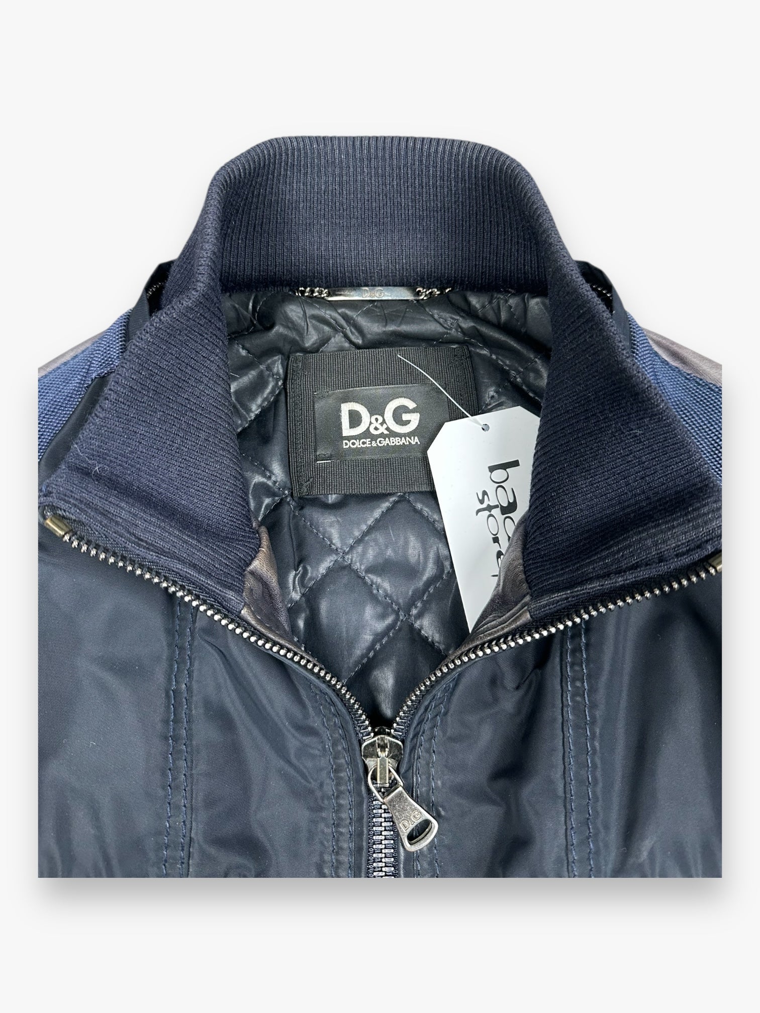 Jacket Leather Hybrid Nylon Dolce & Gabbana Black Navy