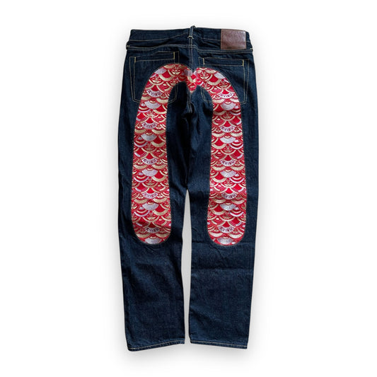 Jeans Evisu Daicock Embroidery Limited Edition Lot 2008 Red/Gold (S)