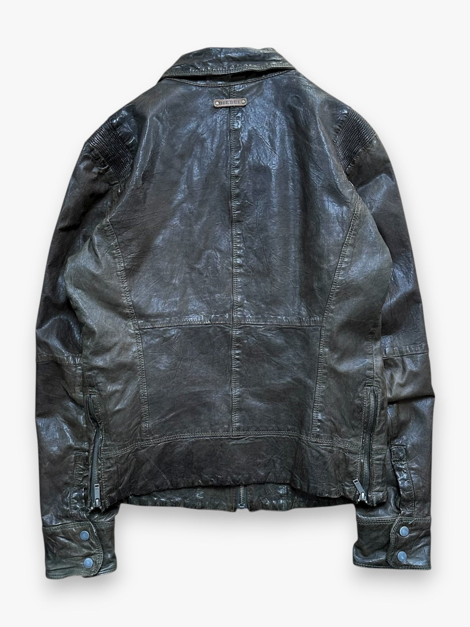 Jacket Diesel Leather Multi Pocket Brown vintage