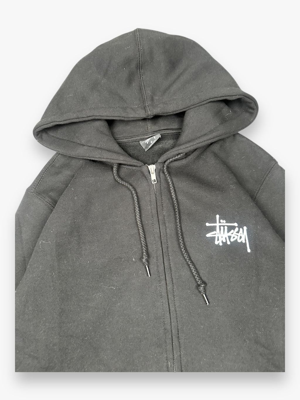 Sweatshirt Hoodie Zip Up Stussy Spell Out Black